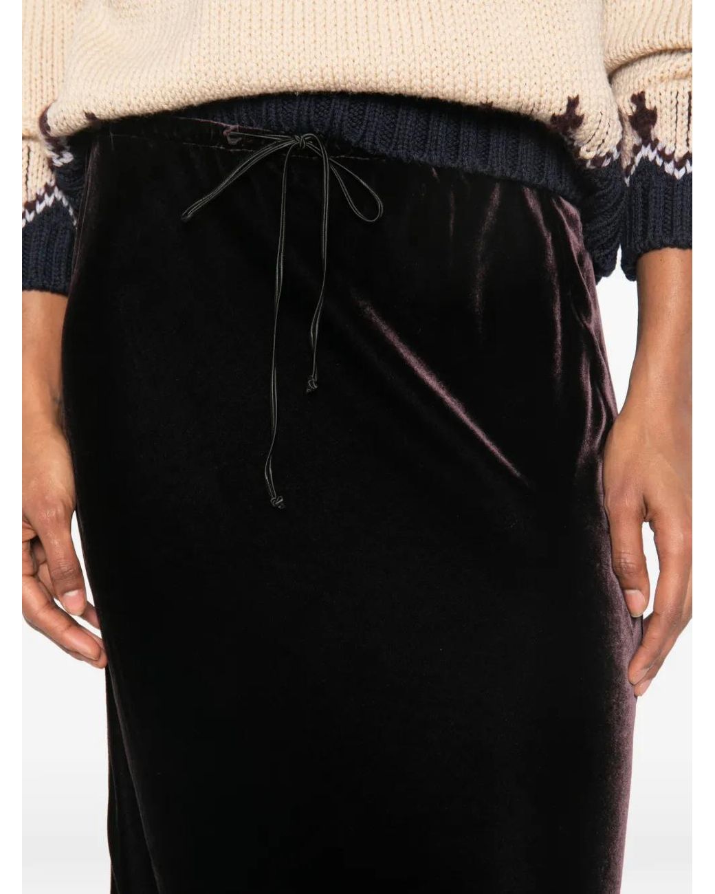 Forte_forte Black Drawstring Midi Skirt