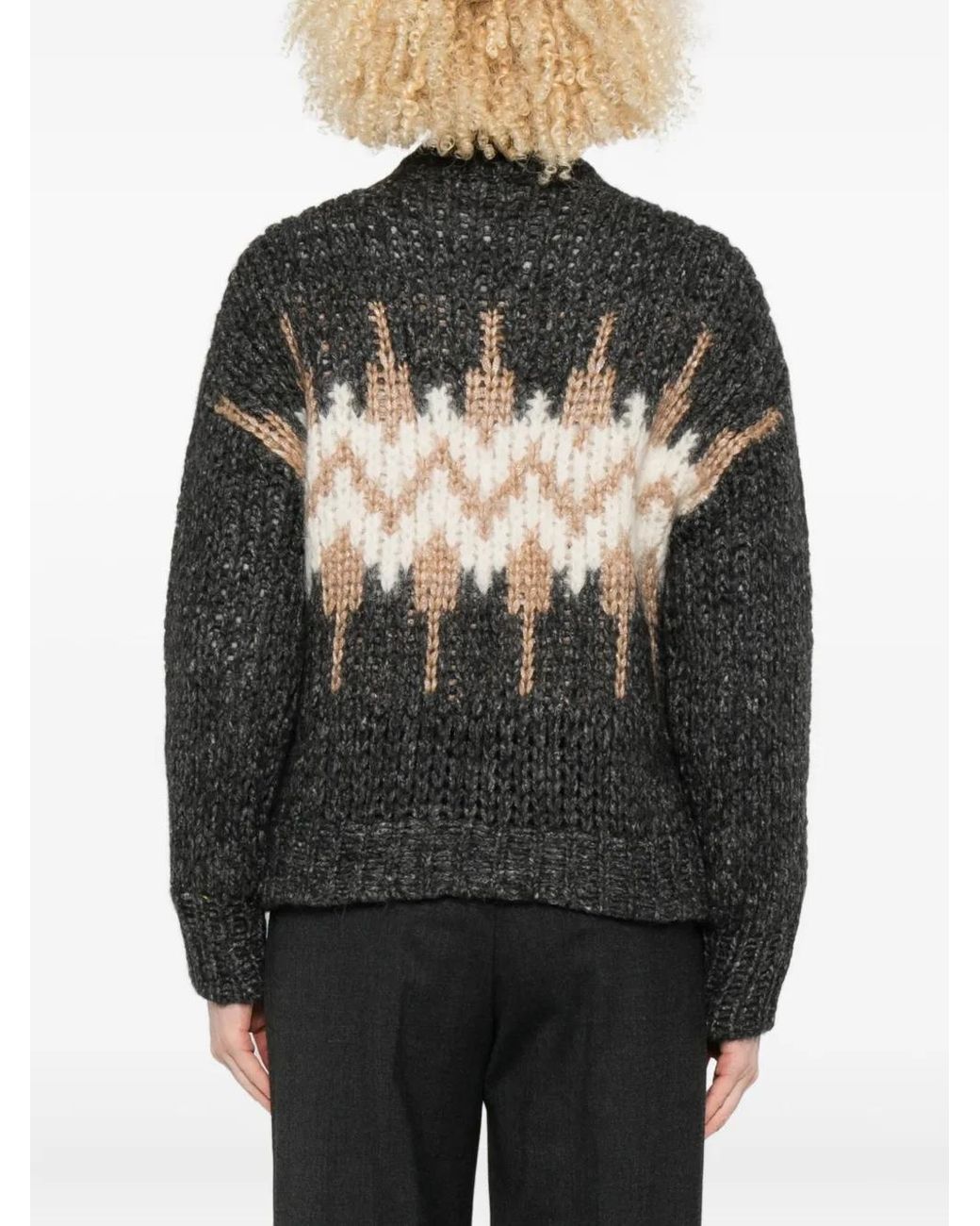 Peserico Black Jacquard-Pattern Knit Sweater