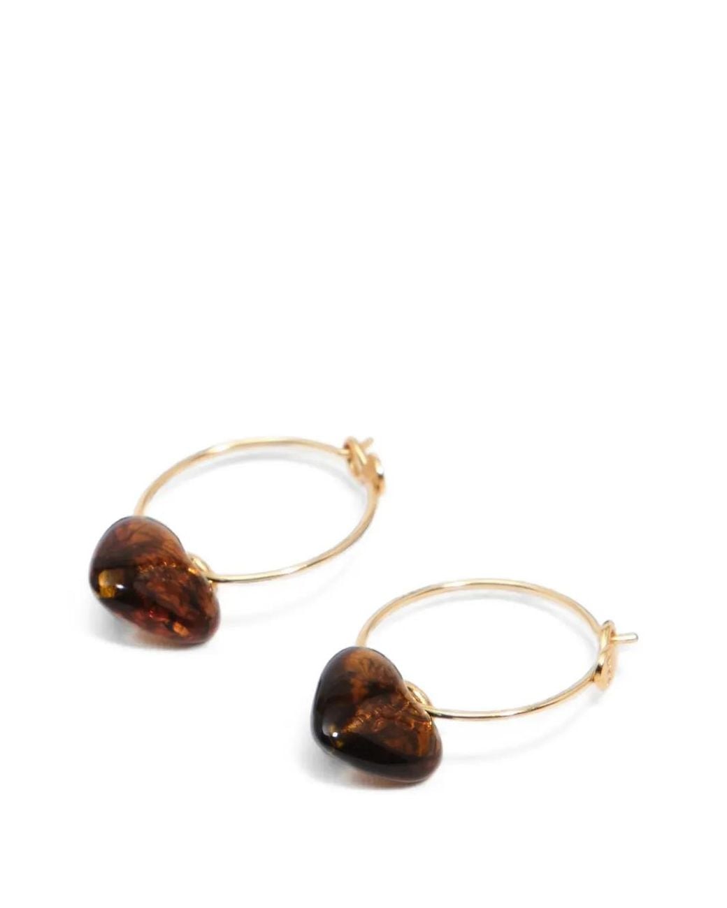 Bimba Y Lola White Amber Resin Heart Hoop Earrings