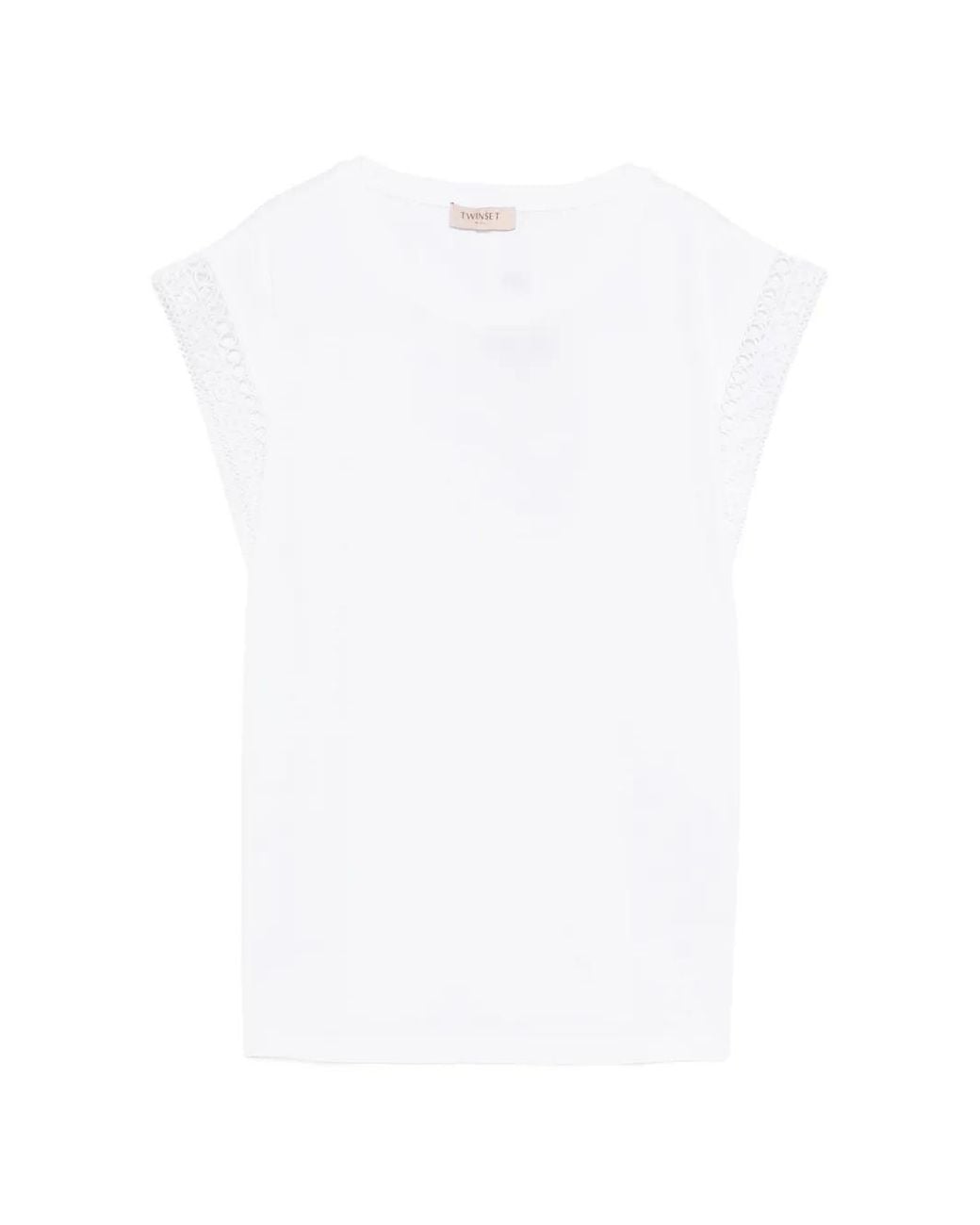 Twinset White Lace-Trim T-Shirt