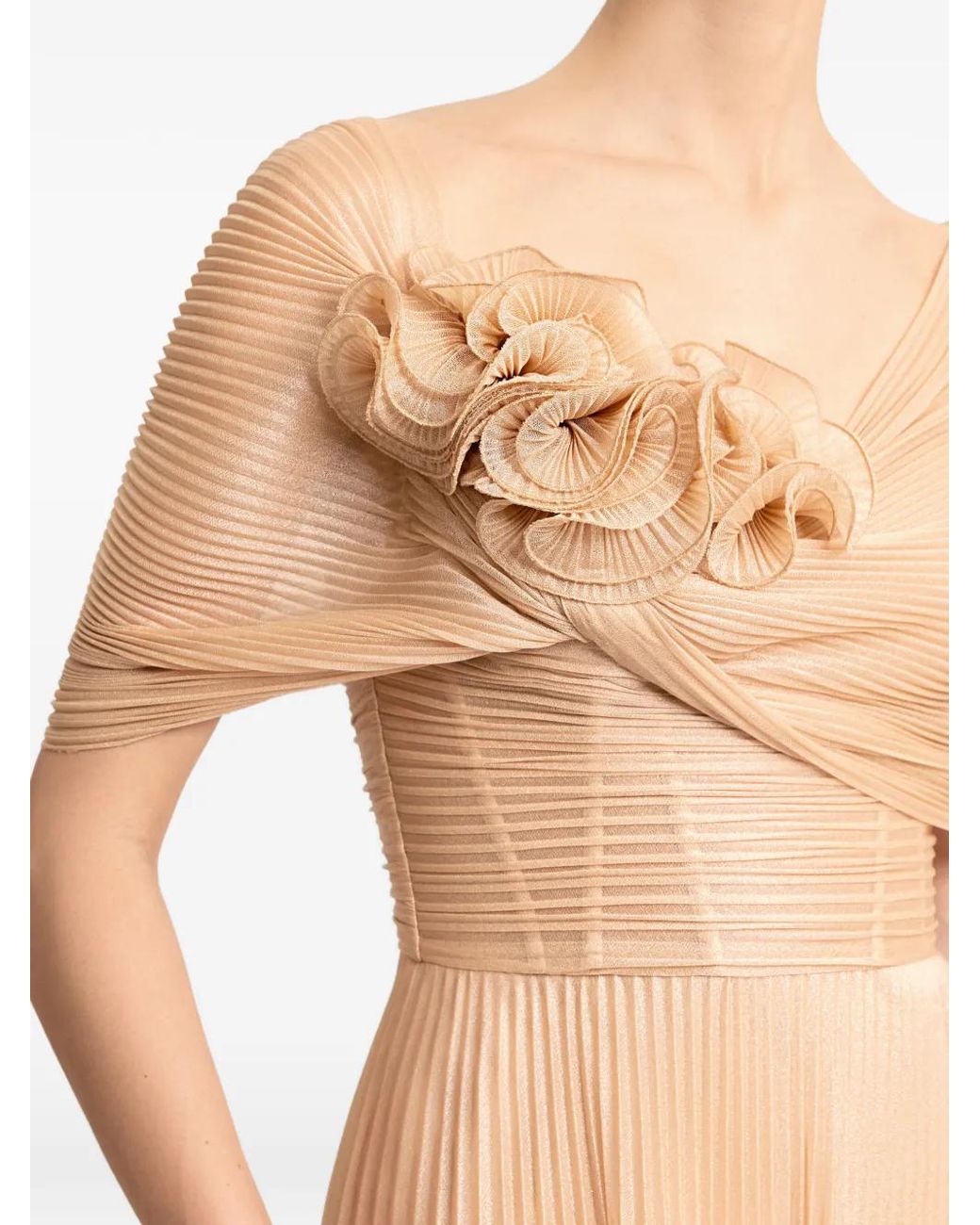 Gemy Maalouf Natural Draped-Panel Gown