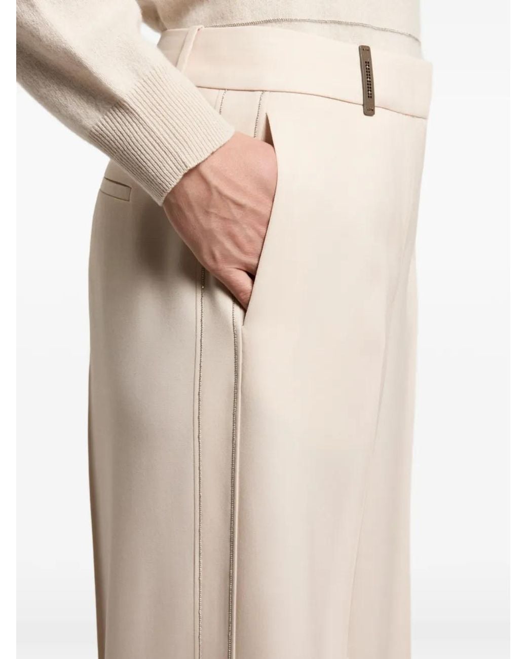 Peserico Natural Pressed-Crease Trousers