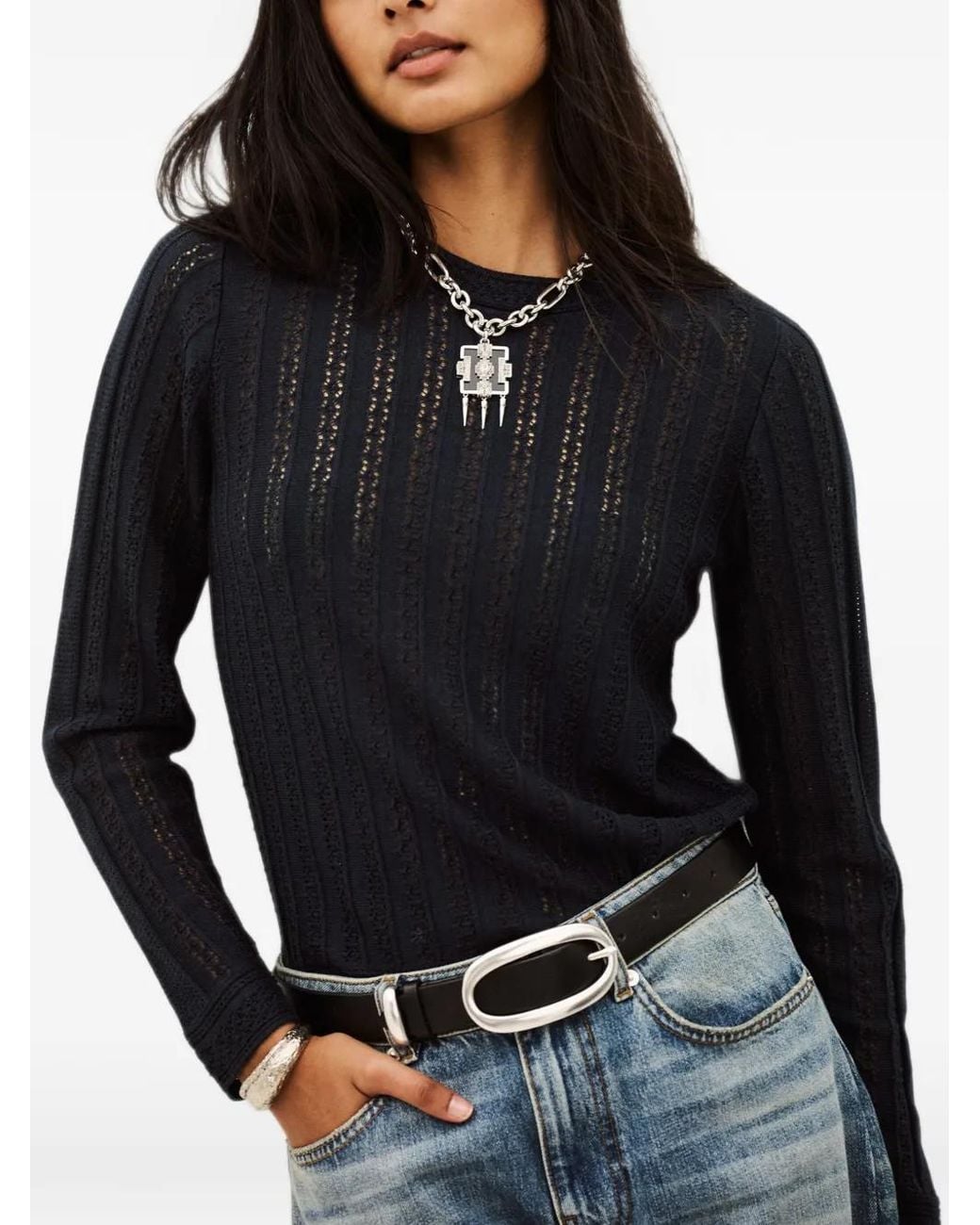 Ba&sh Blue Dakar Pullover Aus Pointelle-Strick