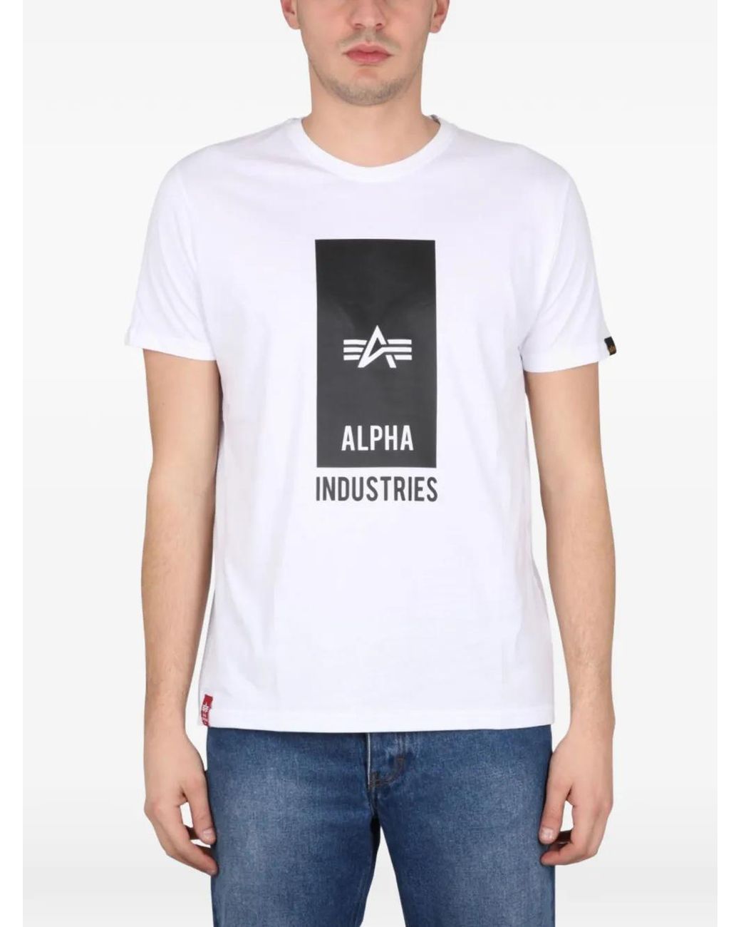 Alpha Industries White Logo-Print T-Shirt for men