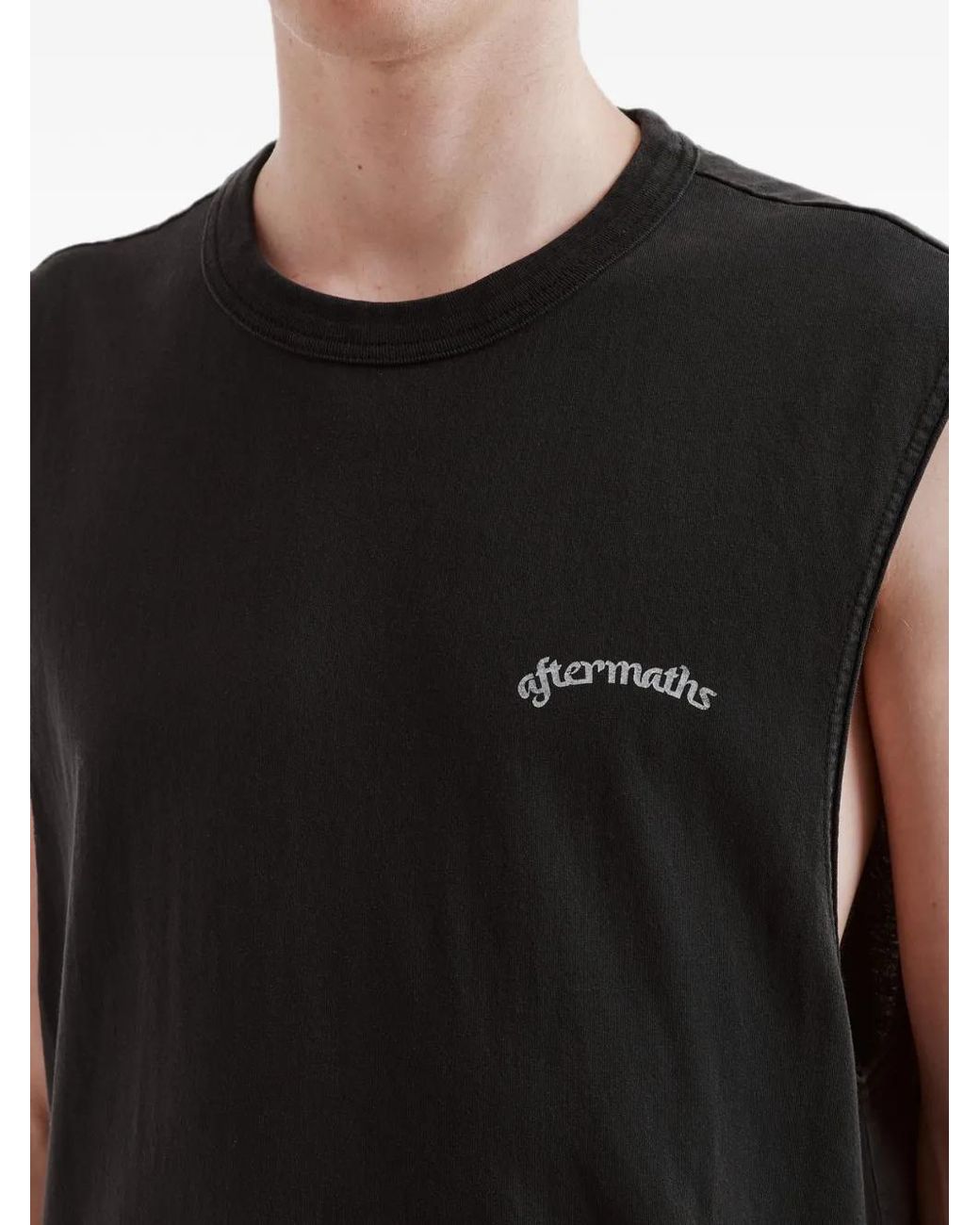 AFTERMATHS Black Graphic-Print Cotton Tank Top for men
