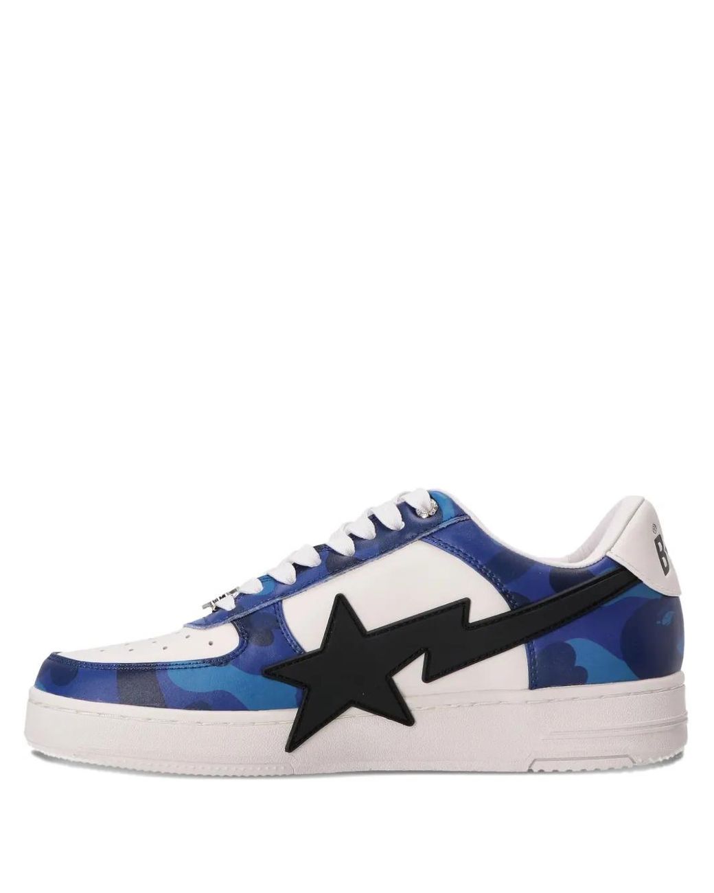 A Bathing Ape Blue Sta Logo-Patch Low-Top Sneakers for men