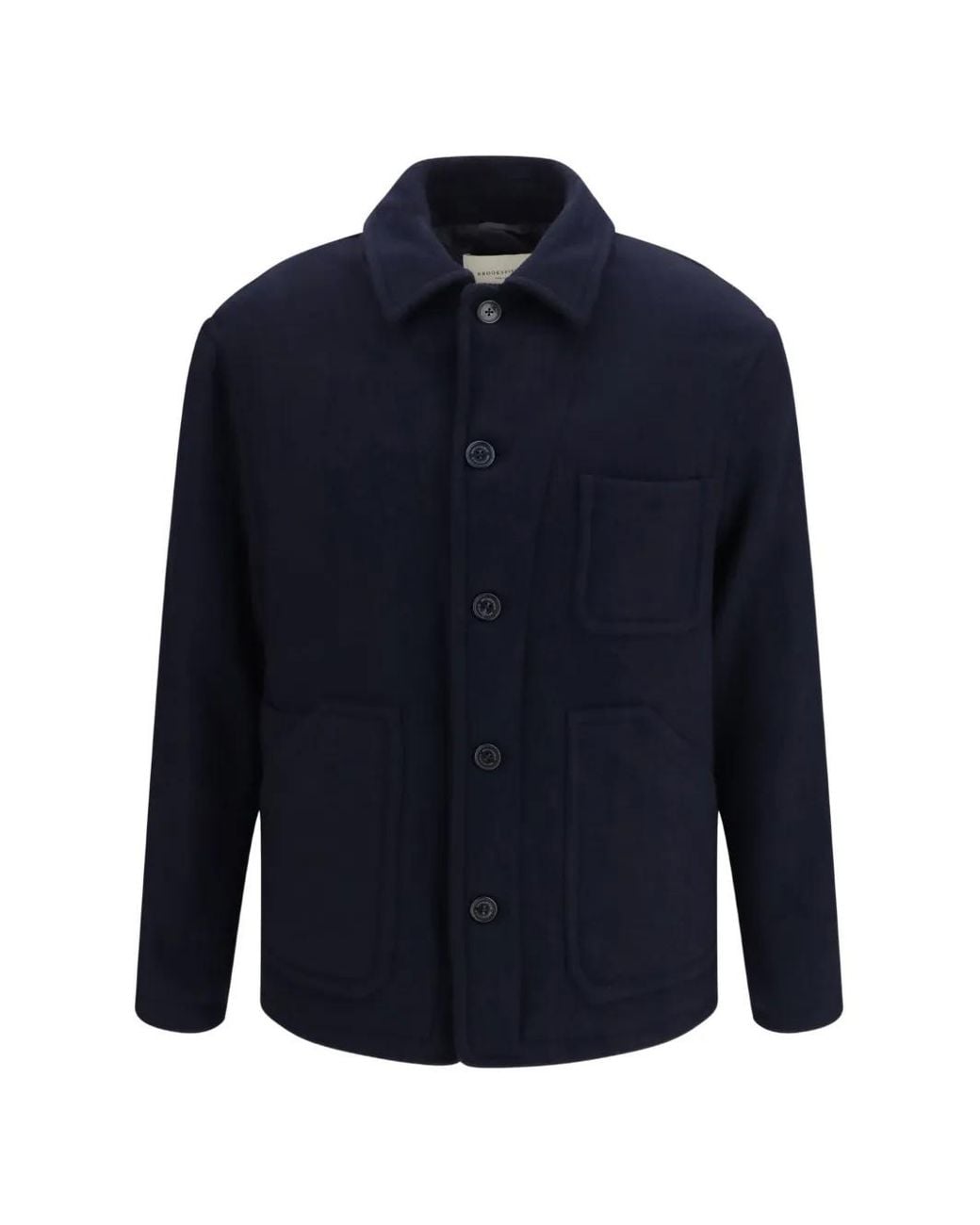 Brooksfield Blue Button-Up Patch-Pocket Sweater for men