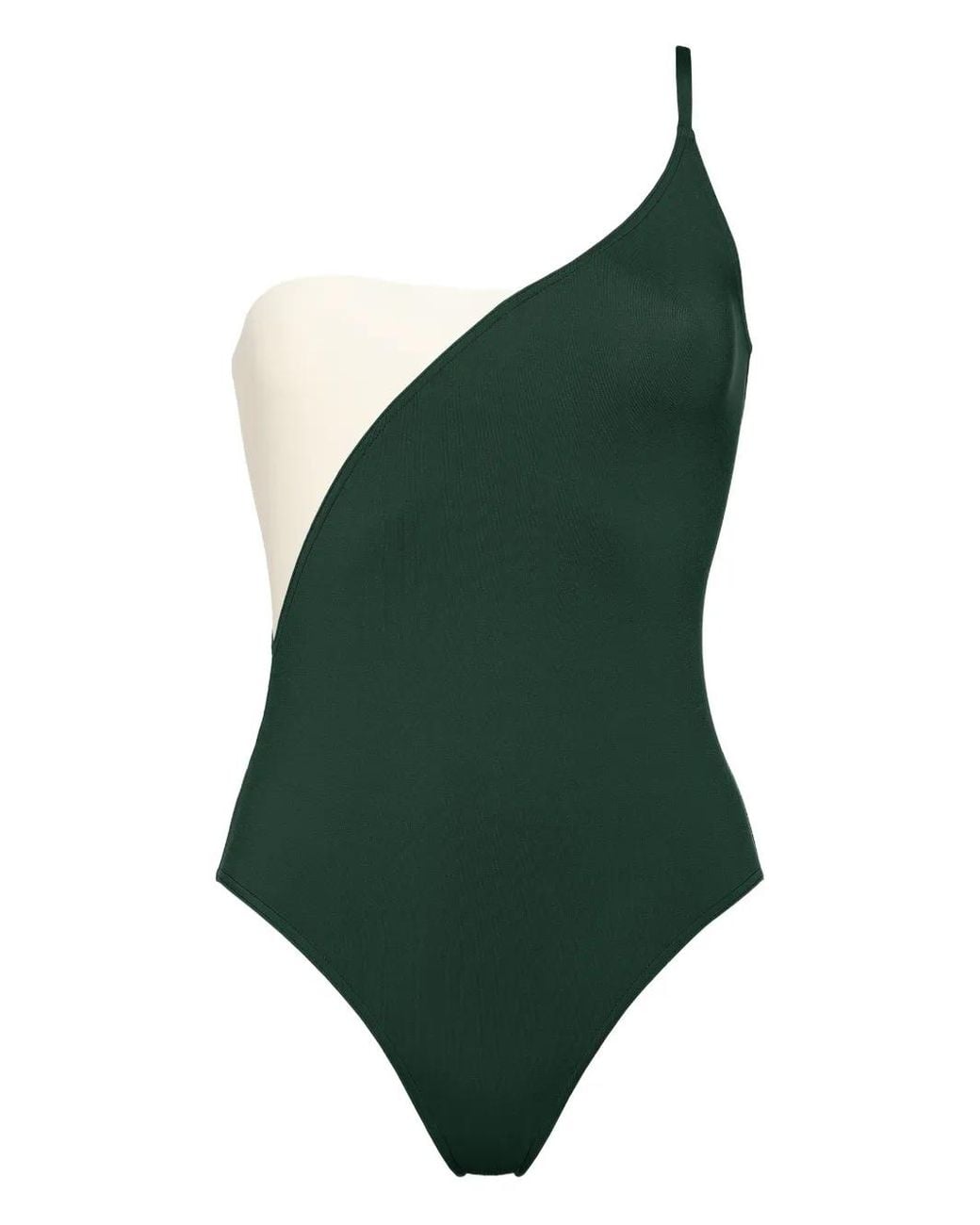 Eres Green Tandem Two-Tone One-Shoulder Swimsuit