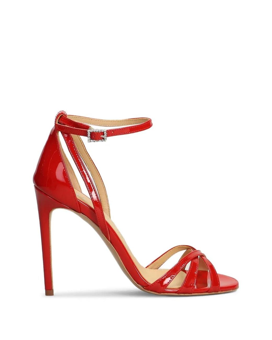 Fratelli Russo Red Patent-Leather Crossover-Strap Sandals