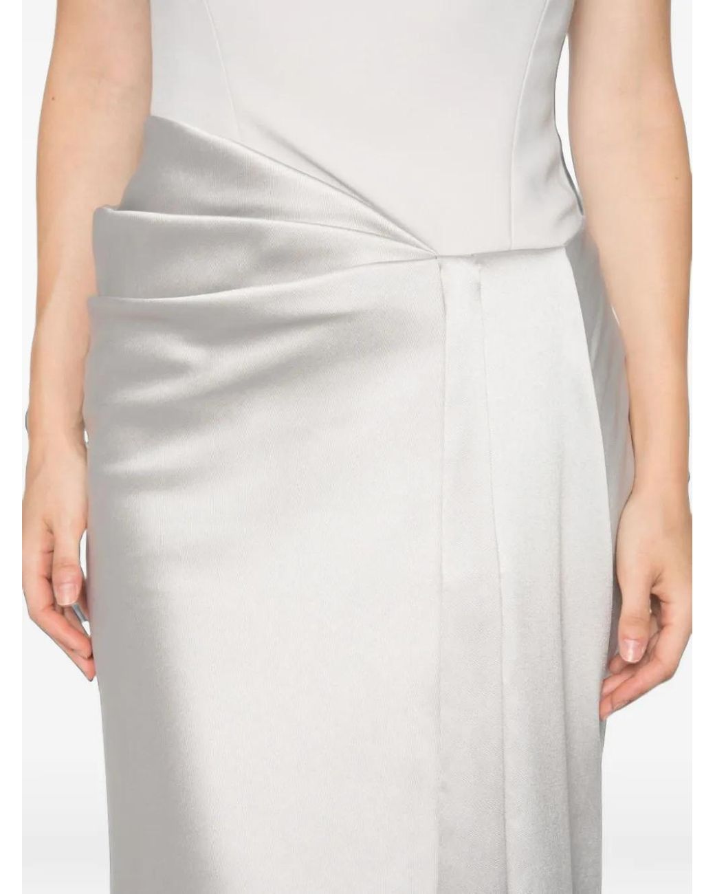 Solace London White Seri Strapless Draped Maxi Dress