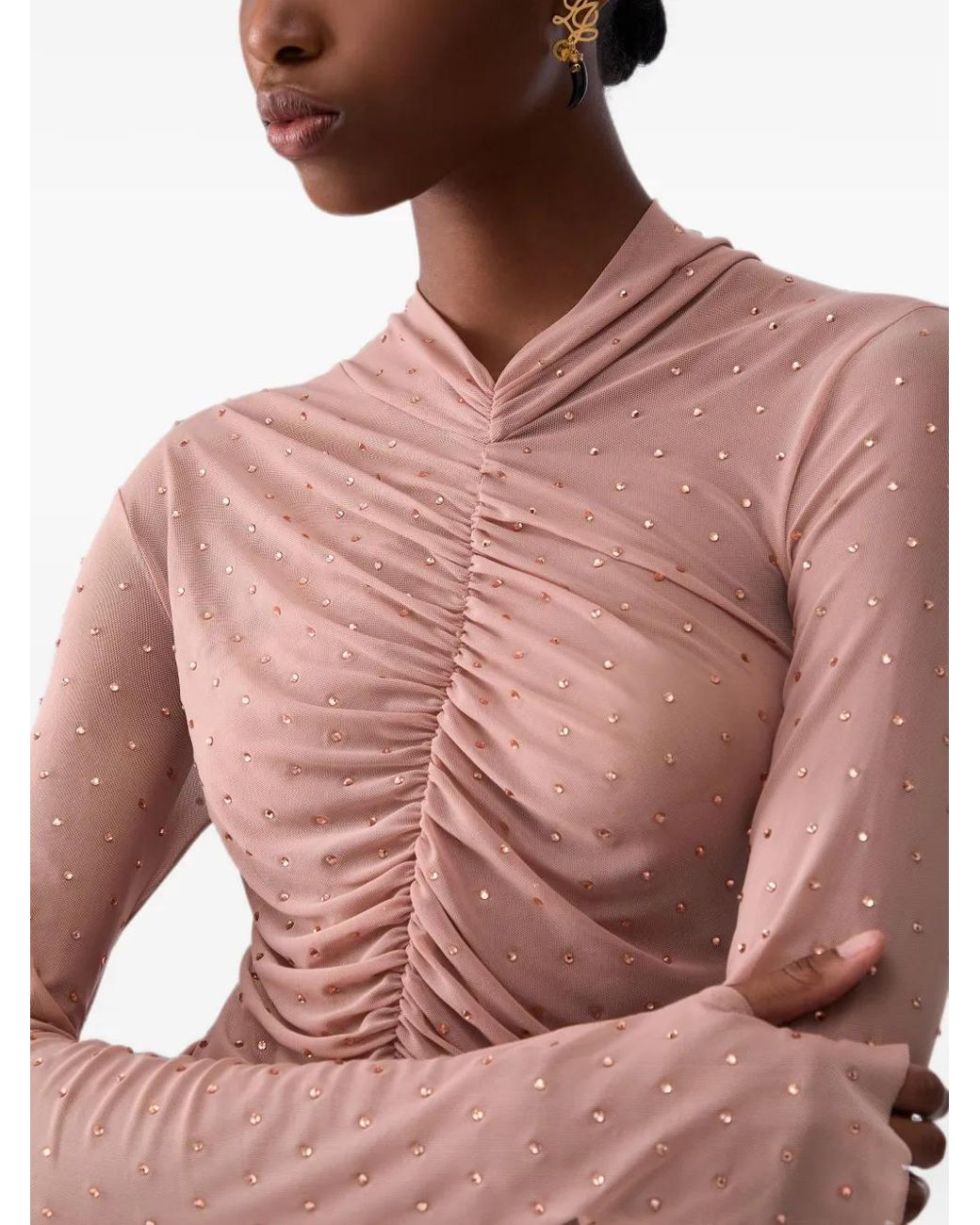 Liu Jo Natural Full Rhinestone Tulle T-Shirt