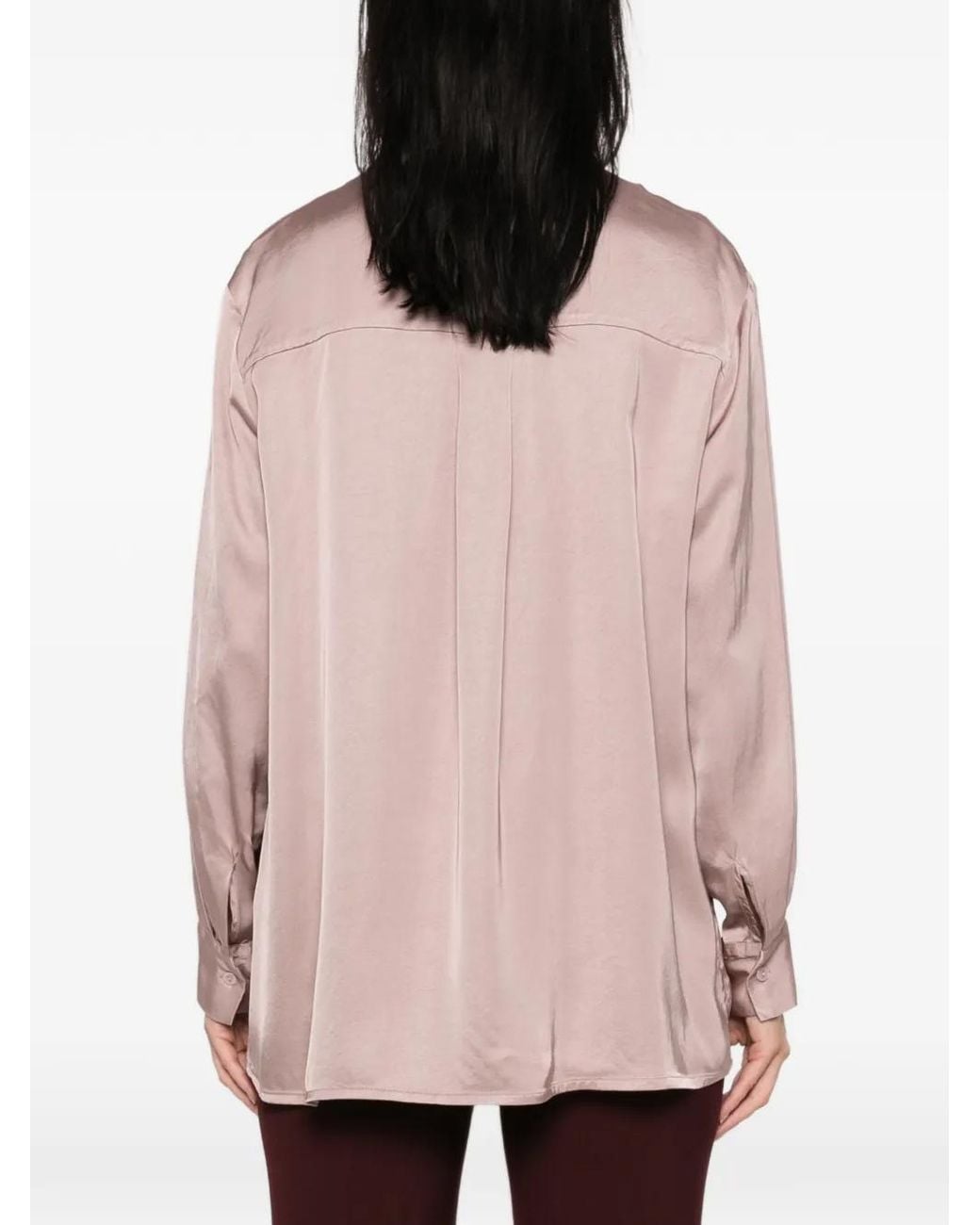 Dixie Pink Satin-Finish Button-Up Shirt
