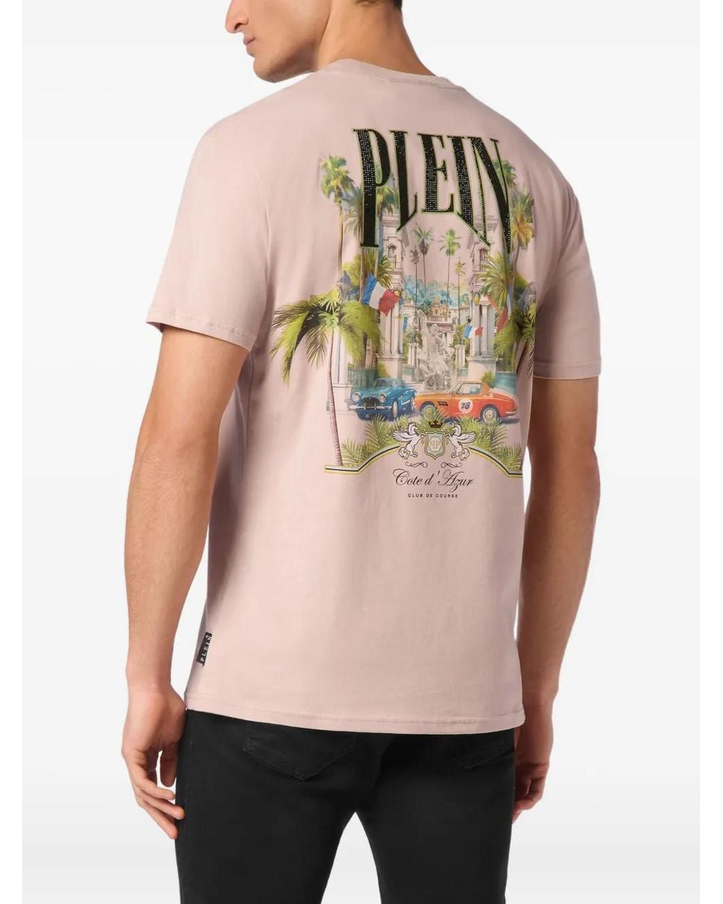 Philipp Plein Pink T-Shirt Round Neck Ss Supercar Racing for men