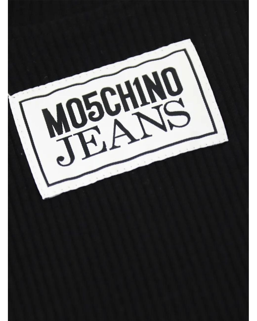Moschino Black Logo-Patch Ribbed T-Shirt