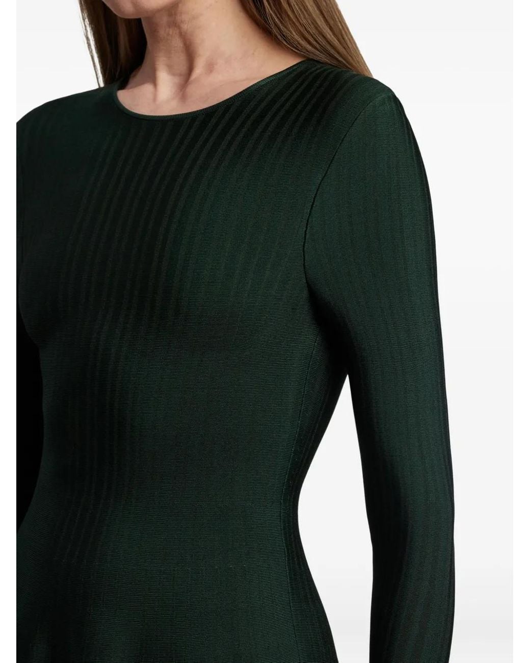 Ralph Lauren Black Long-Sleeve Ribbed Midi Dress