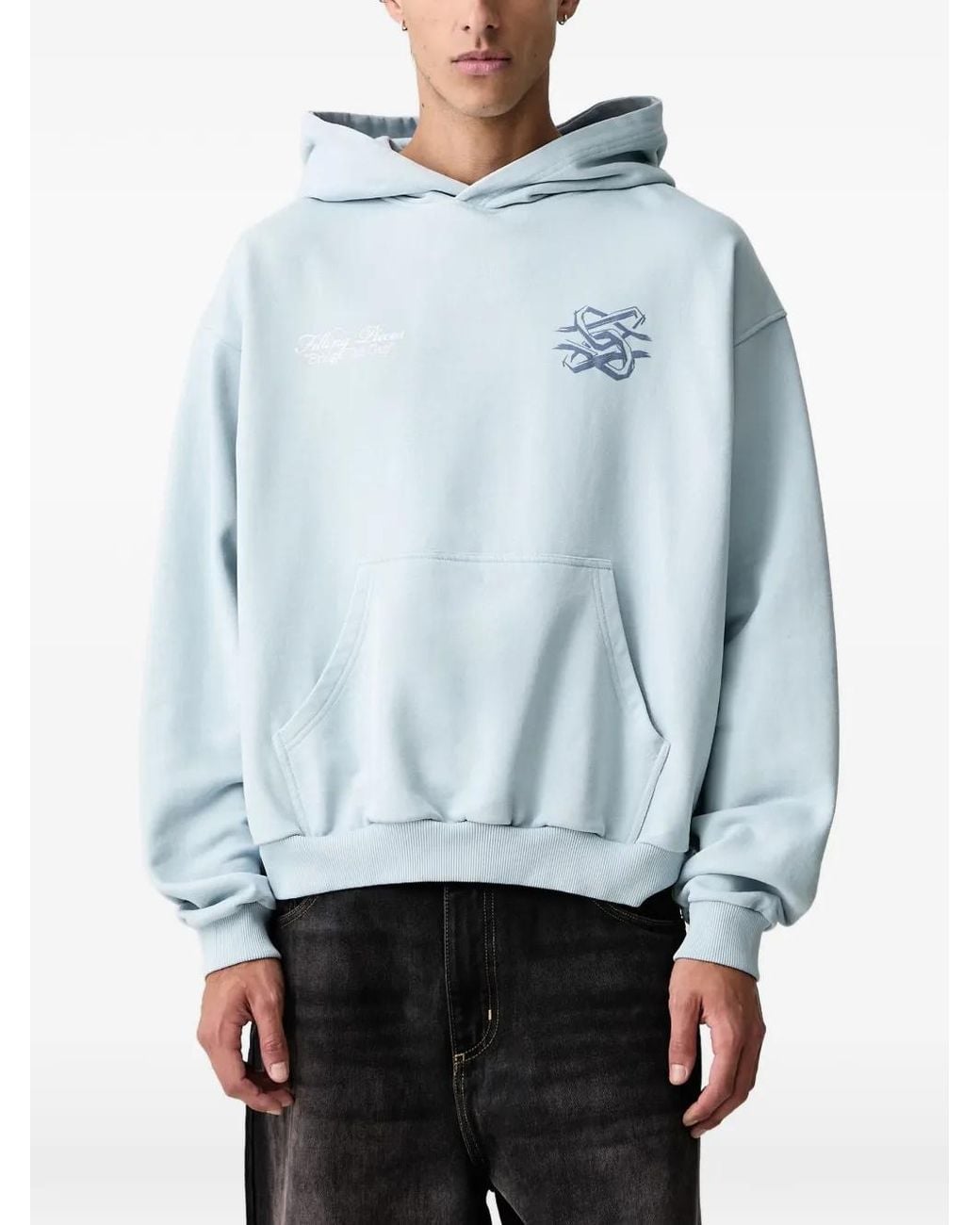 Filling Pieces Blue Bridge The Gap Graphic-Print Drawstring Hoodie for men