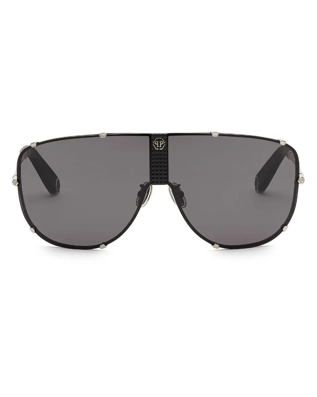 Philipp Plein Gray Stud Pilot-Frame Sunglasses
