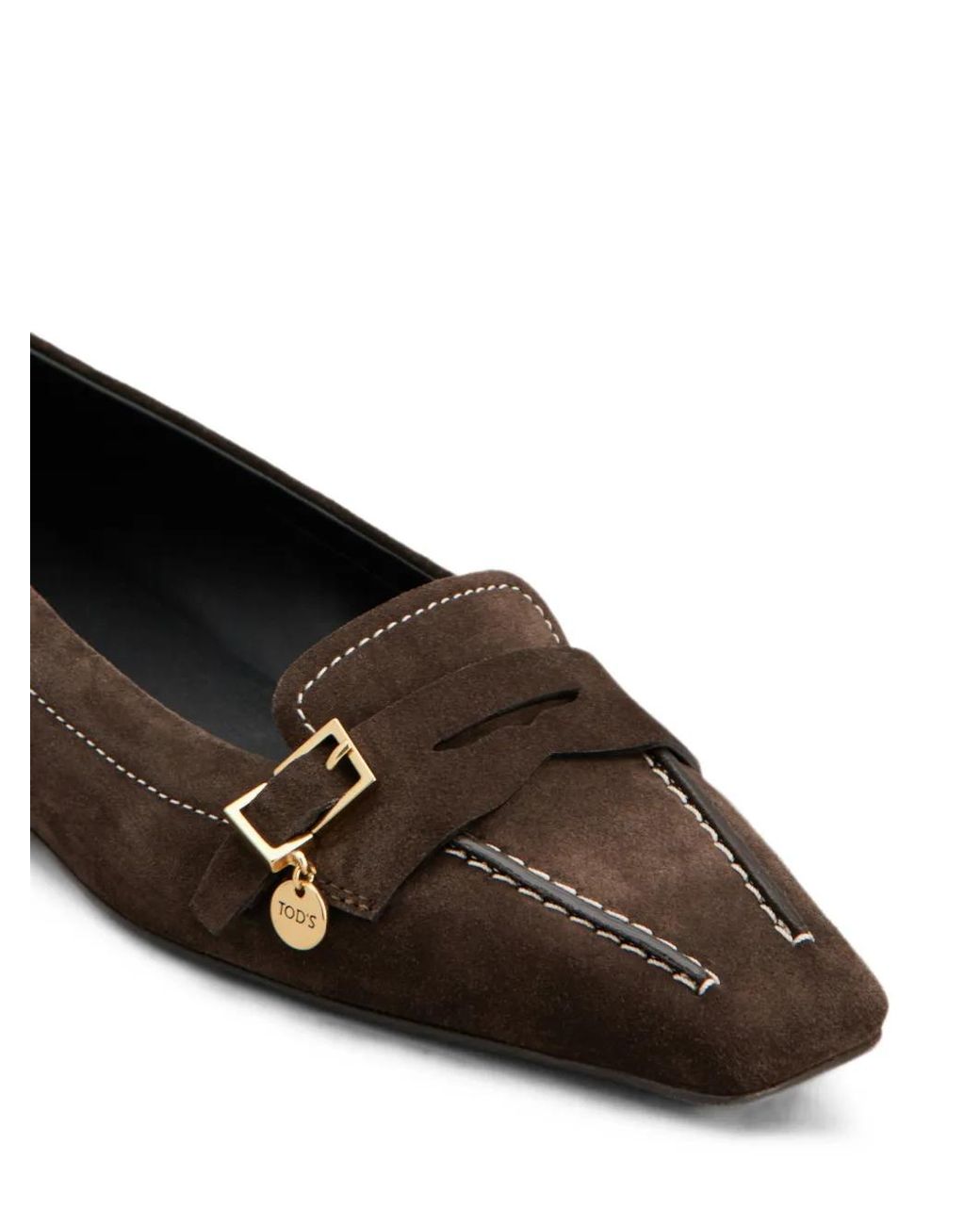 Tod's Brown Buckle-Detail Contrast-Stitch Loafers