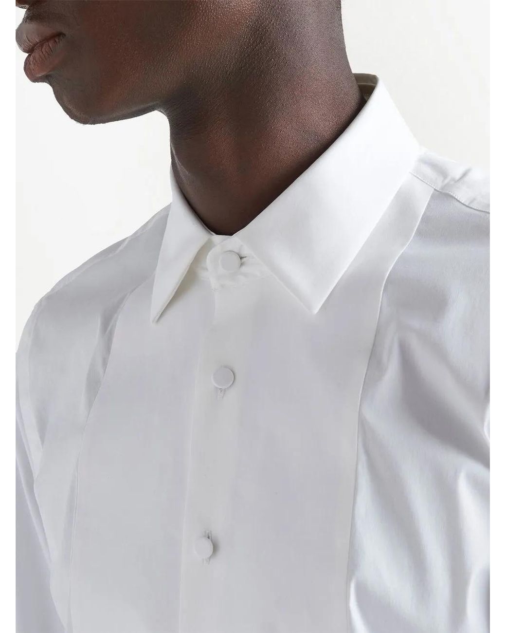 Prada White Long-Sleeved Poplin Shirt for men