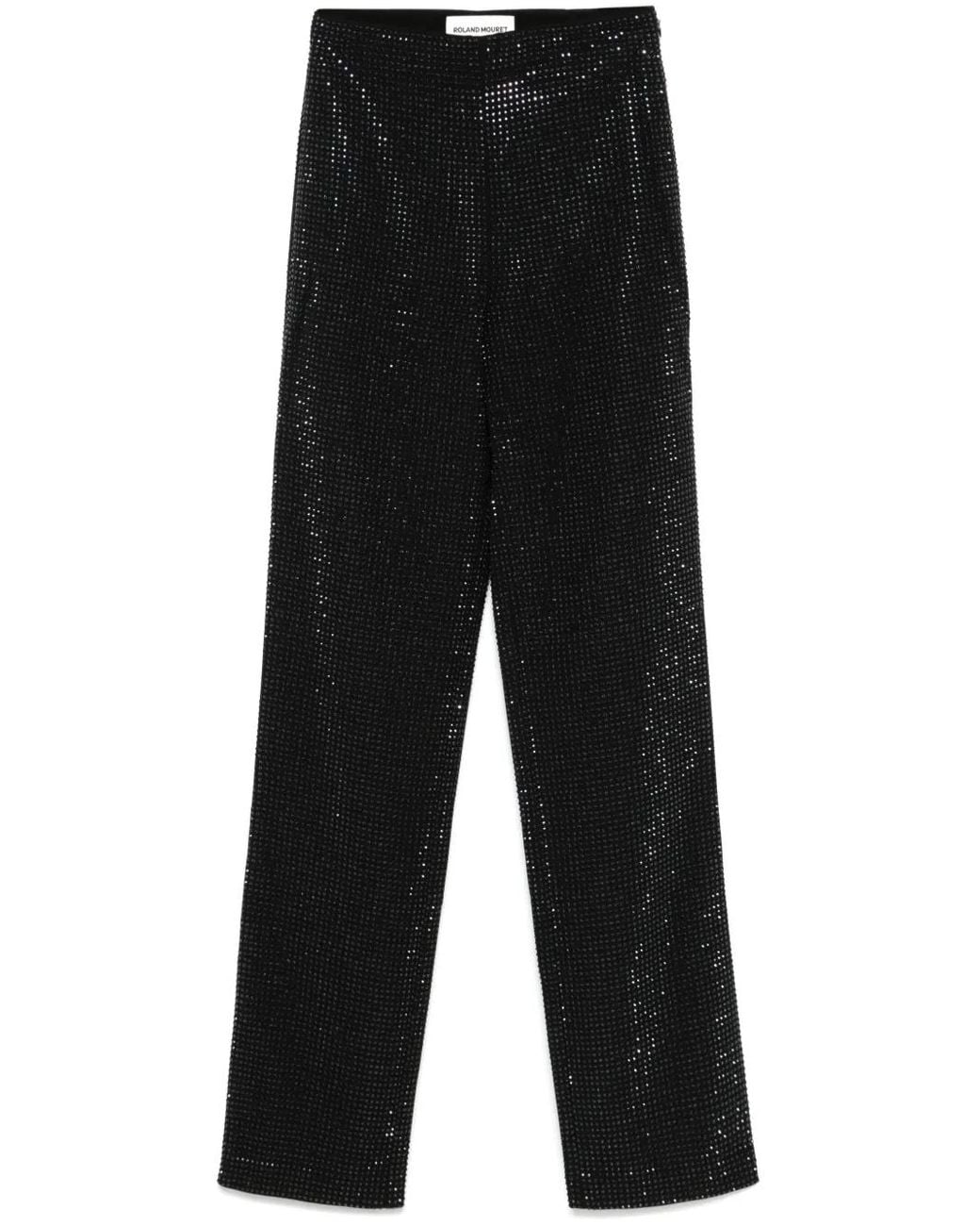 Roland Mouret Black Crystal-Embellished Trousers