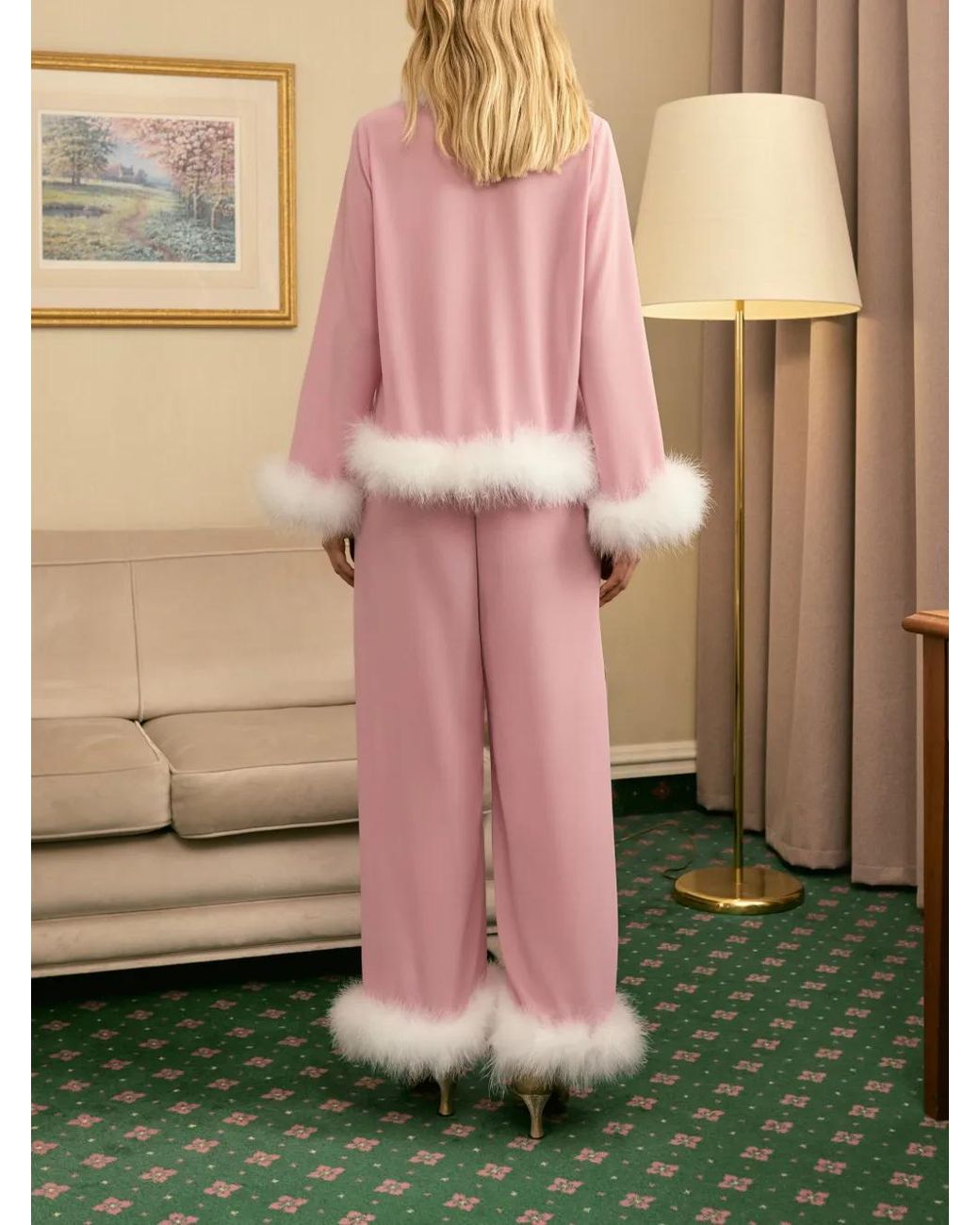 Sleeper Pink Afrodita Pyjama mit Faux Fur
