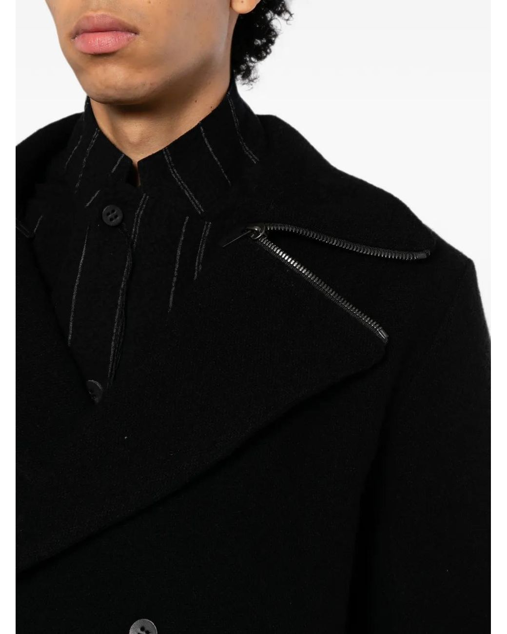 D HYGEN Black Tweed Peacoat for men