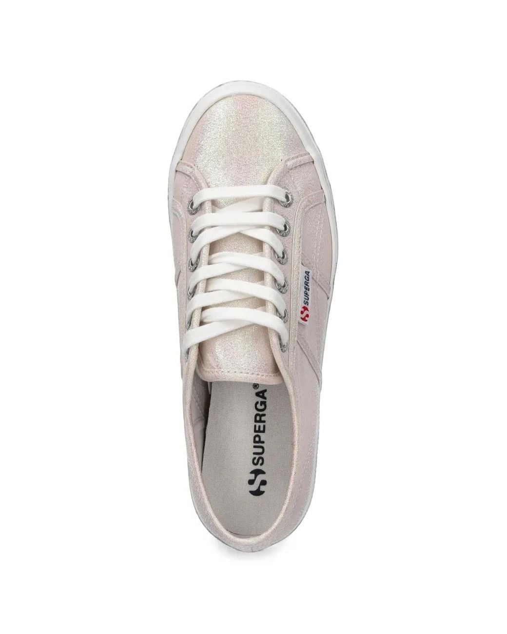 Superga White 2740 Platform Lame Lace-Up Low-Top Sneakers