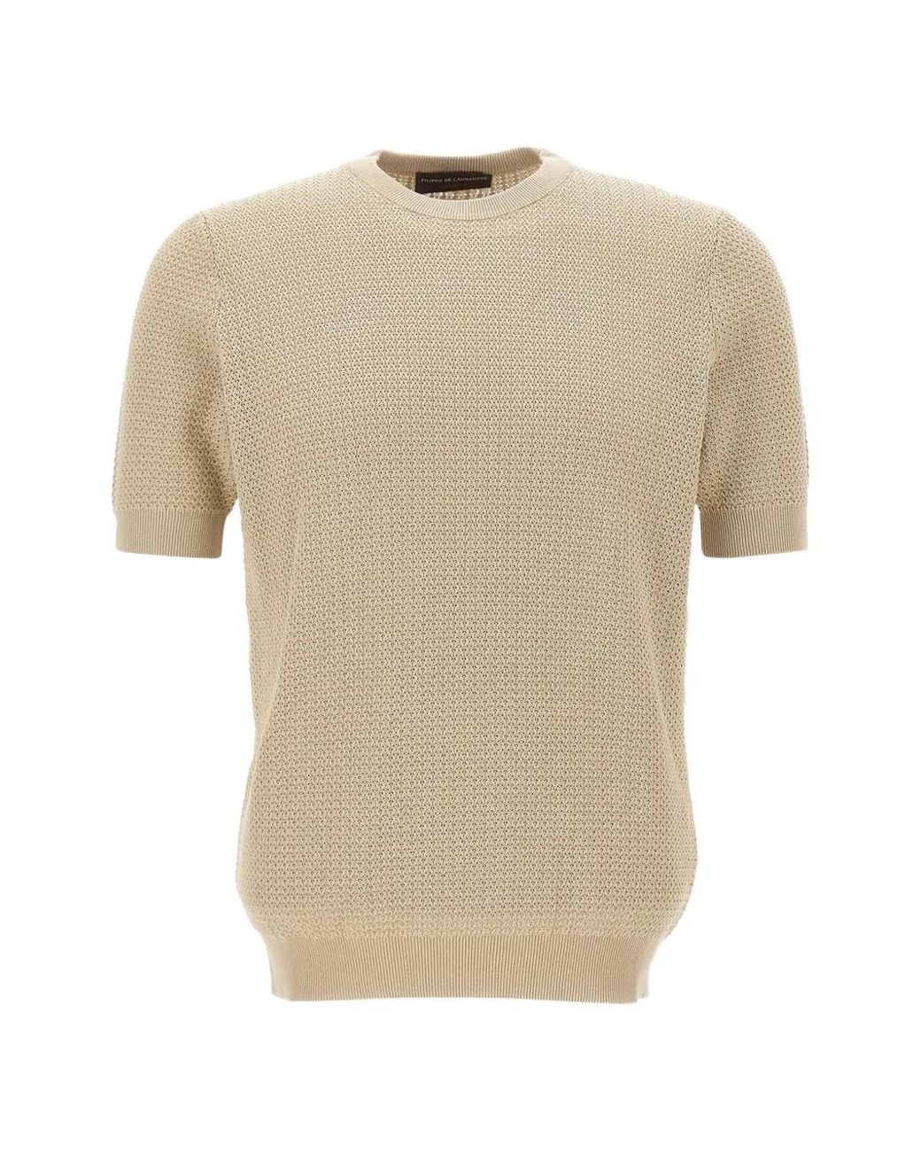 FILIPPO DE LAURENTIIS Natural Interwoven-Pattern Cotton Sweater for men