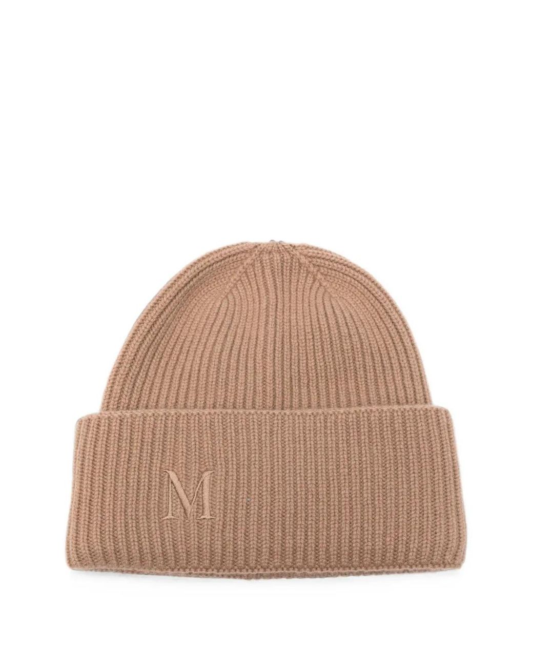 Max Mara Brown Ribbed Cashmere Beanie