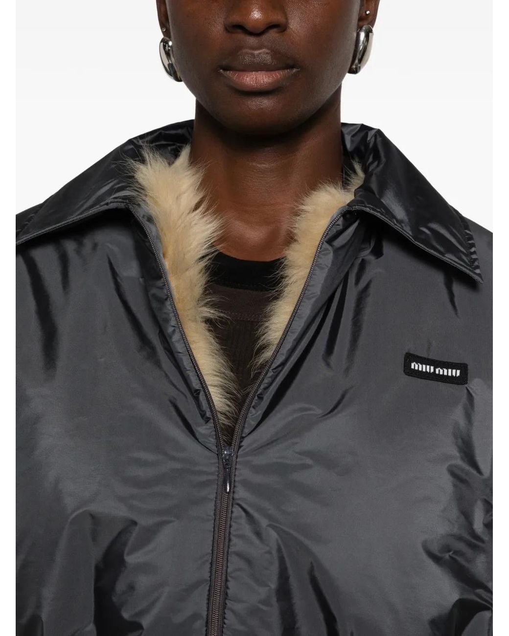 Miu Miu Gray Cropped Layered Jacket