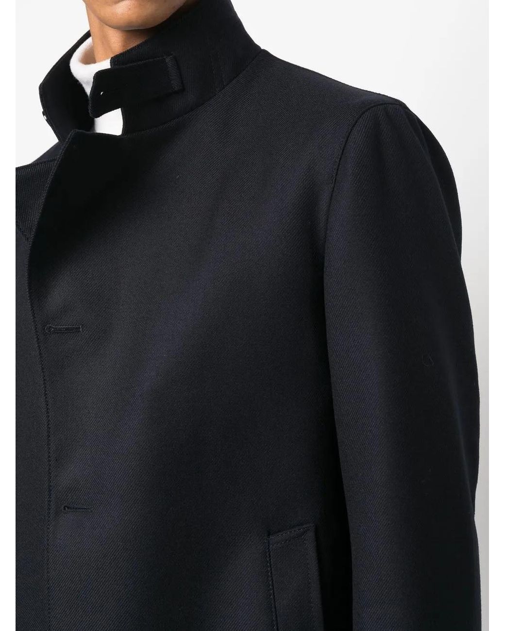 Tagliatore Blue Asymmetric Button Fasten Coat for men