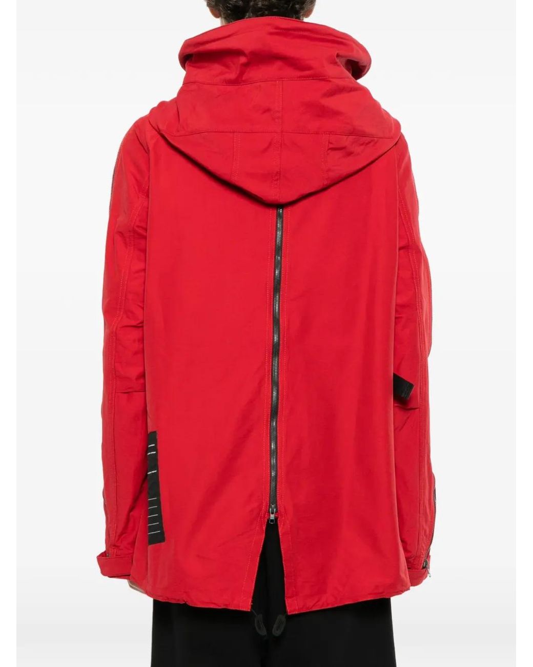 Nude:mm Red Muti-Zip Short Military Hooded Jacket for men