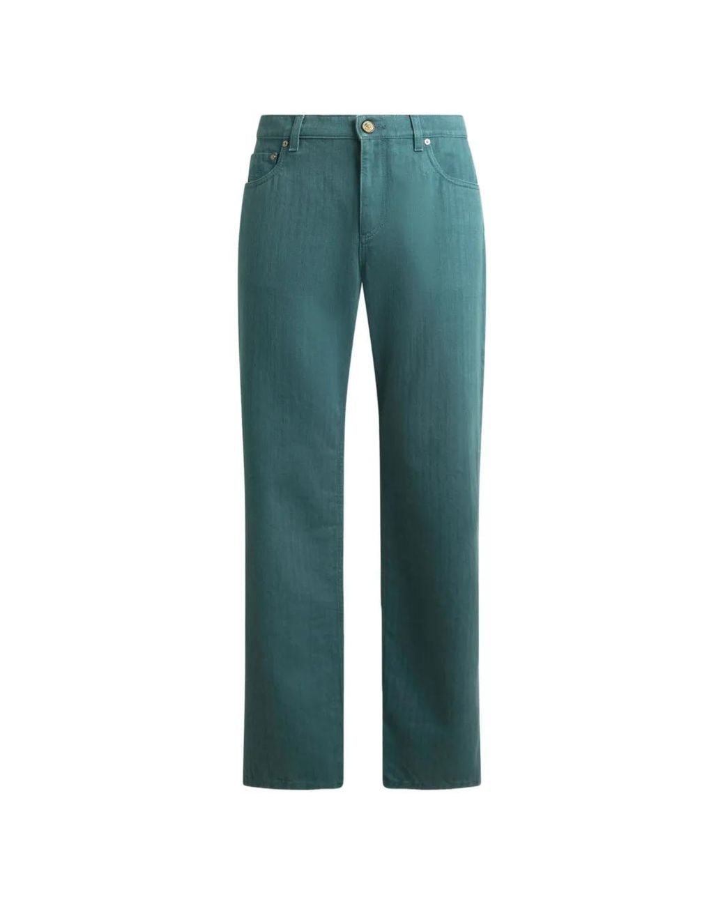 Etro Green Five-Pocket Straight-Leg Jeans for men