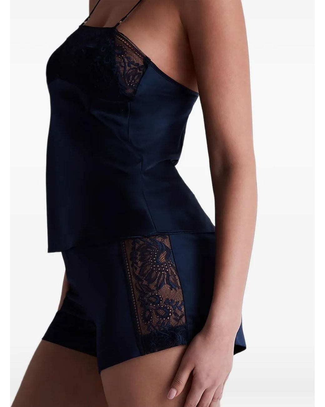 Aubade Blue Midnight Whisper Lace-Panel Shorts