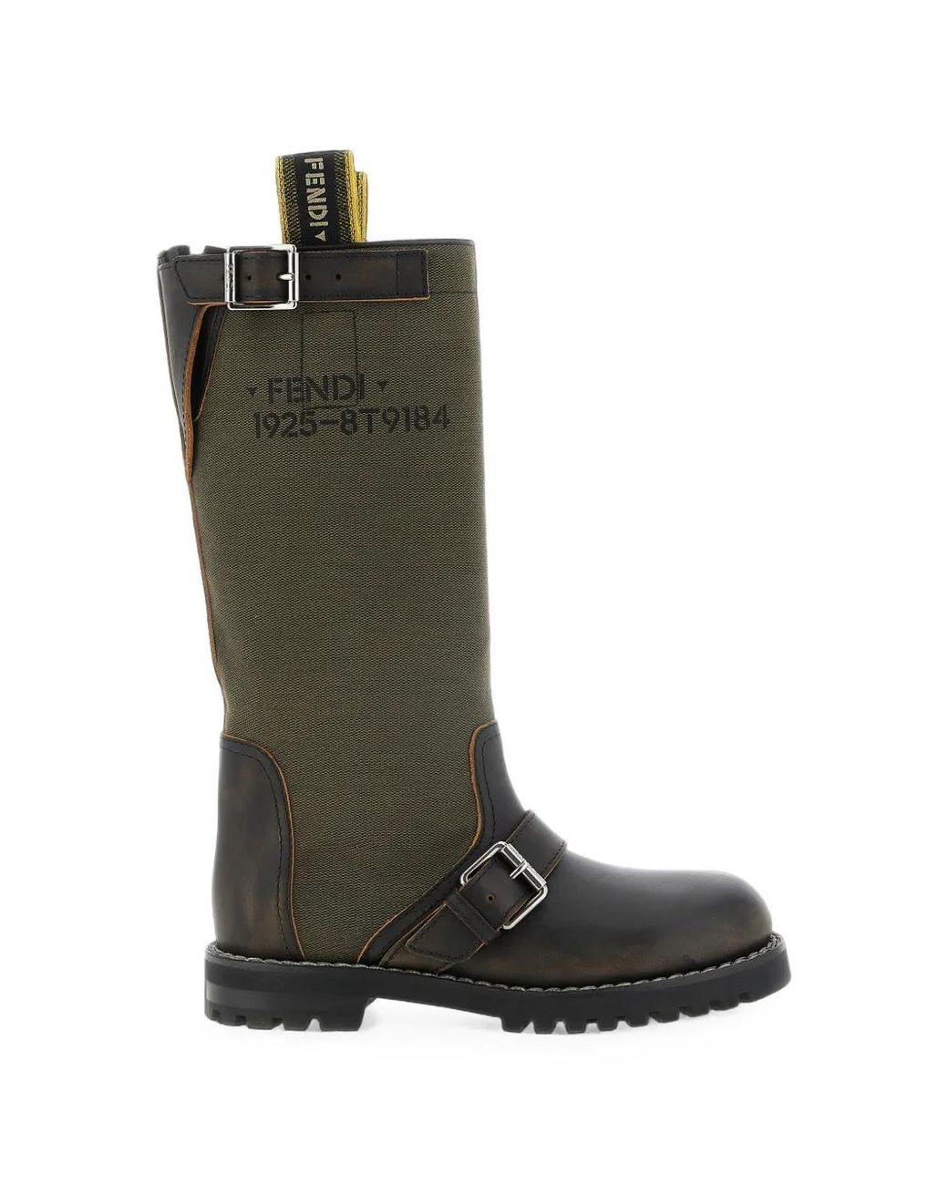 Fendi Green Commando Leather Boots