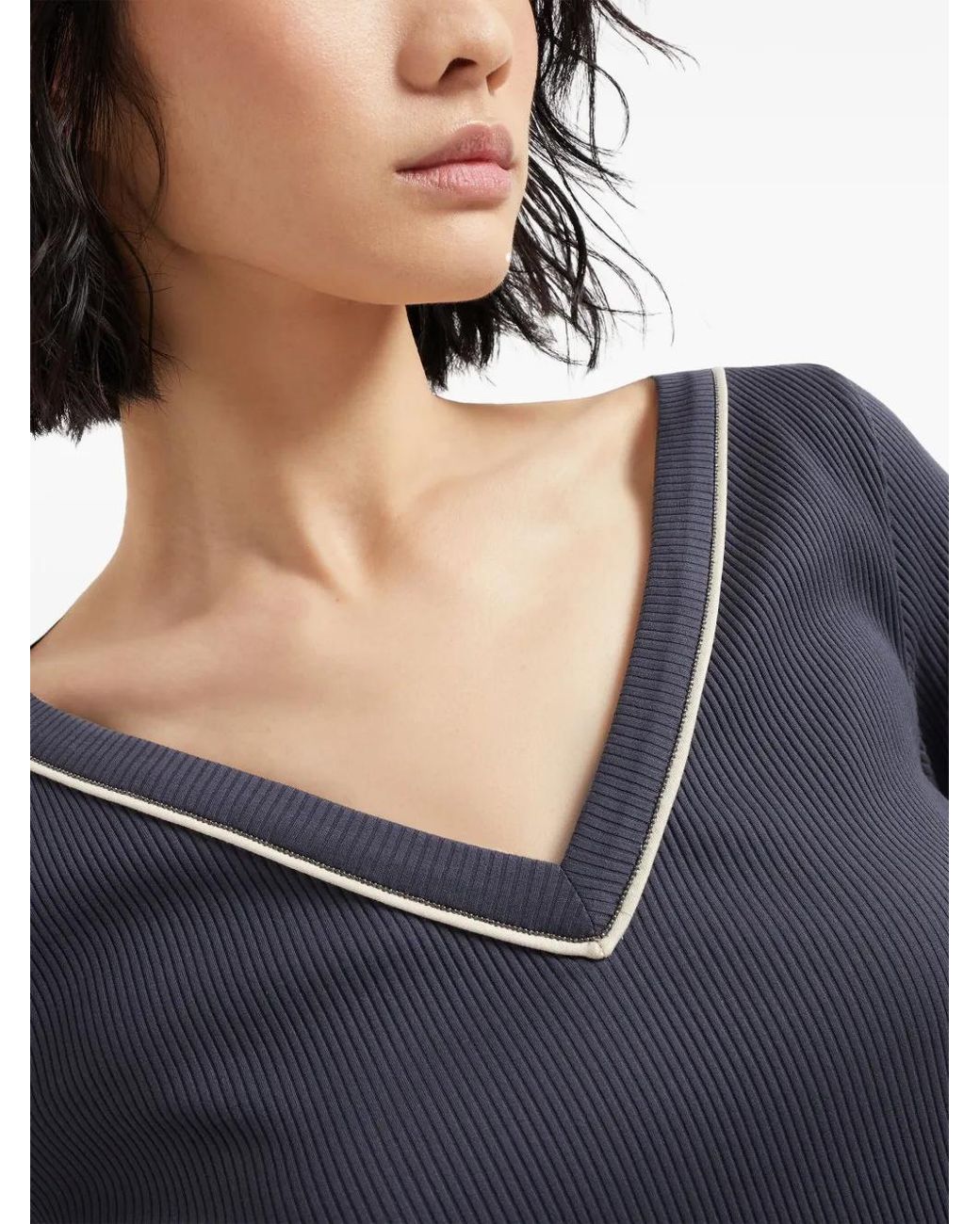 Brunello Cucinelli Blue Monili-Detail T-Shirt