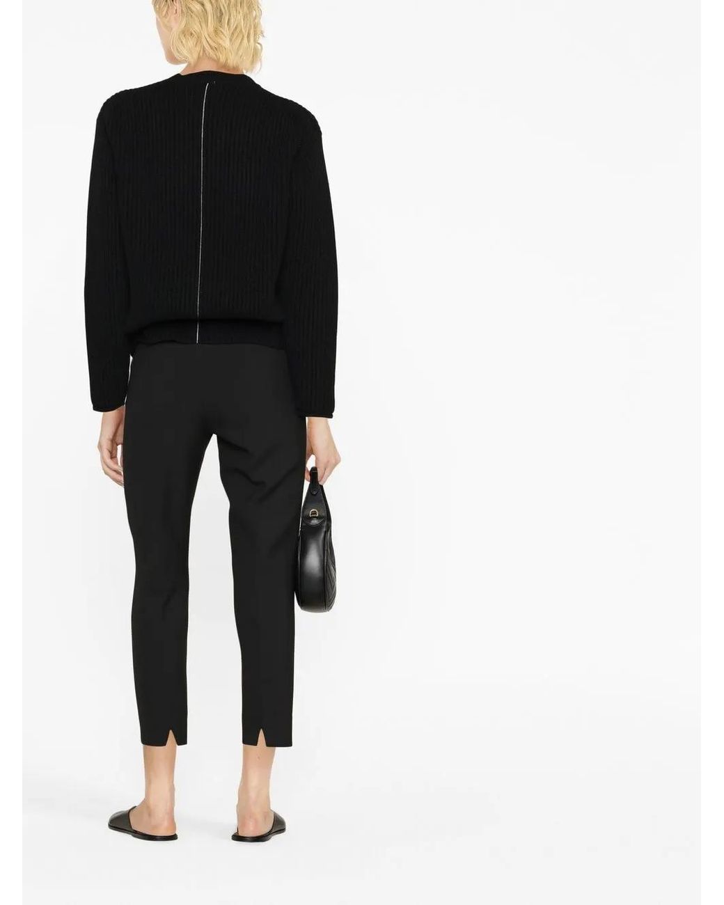 Peserico Black Slim-Fit Cropped Trousers