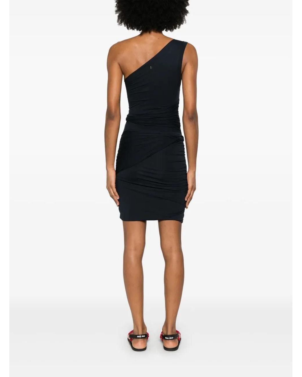 Patou Black Draped One-Shoulder Mini Dress