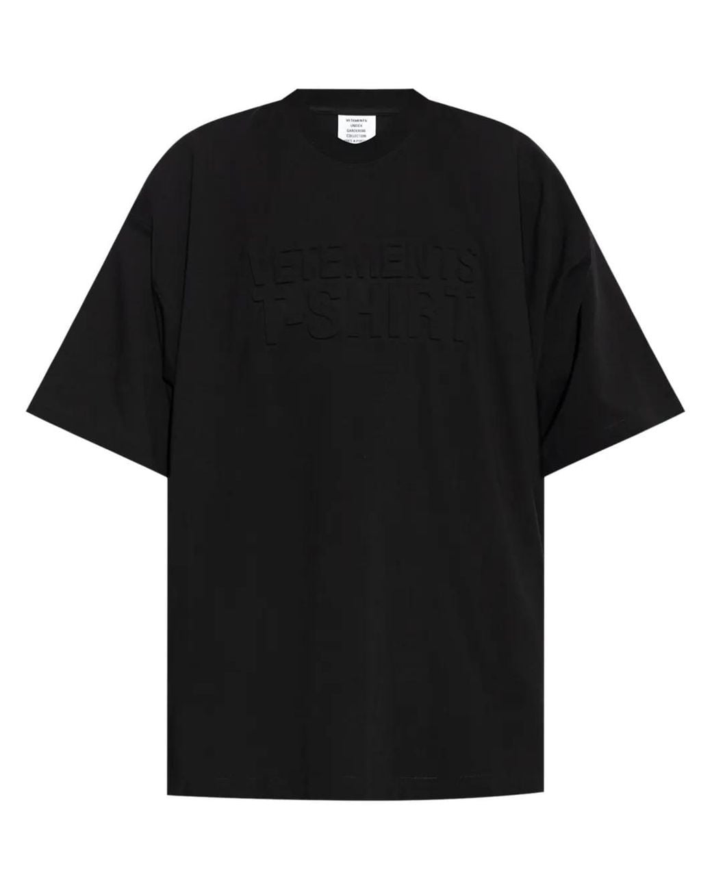 Vetements Black Logo-Embossed T-Shirt for men