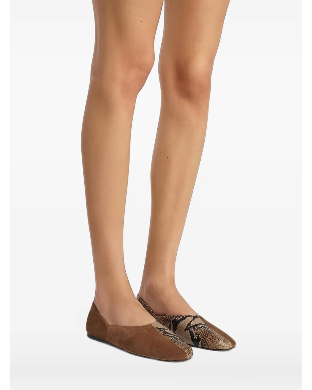 Khaite Brown Schuhe Aus Dattero-Wildleder Mit Python-Prägung