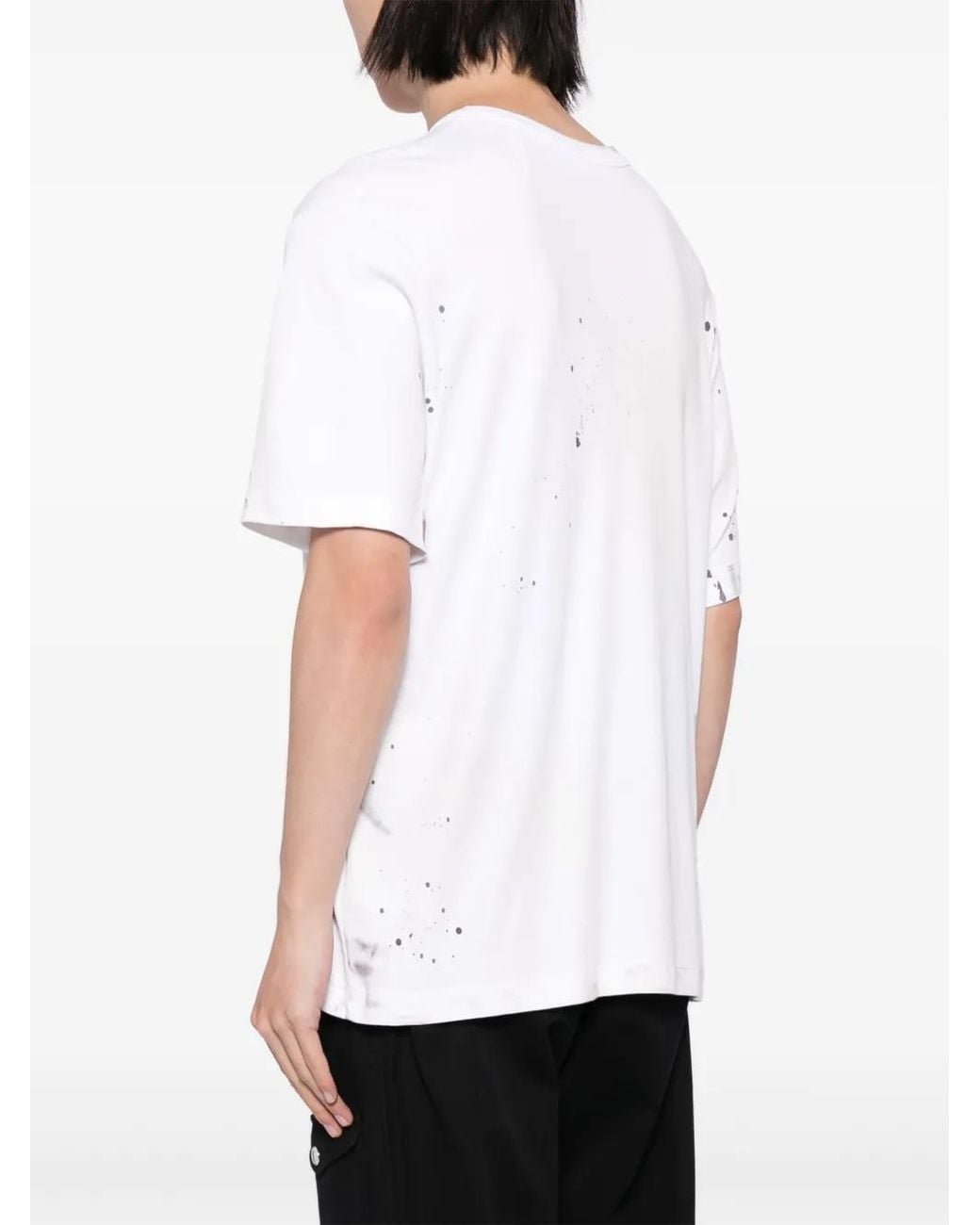 Helmut Lang White Paint-Splatter Cotton T-Shirt for men