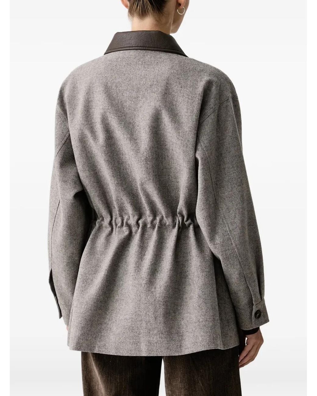 ELEH Gray Button-Fastening Single-Breasted Coat