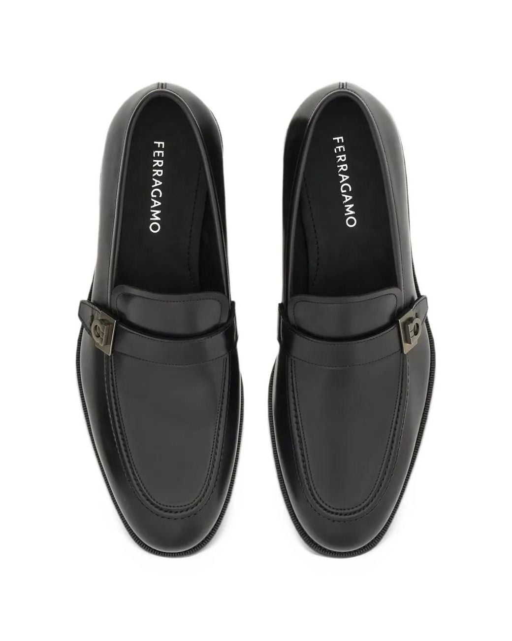 Ferragamo Black Loafers With Hug Buckle for men
