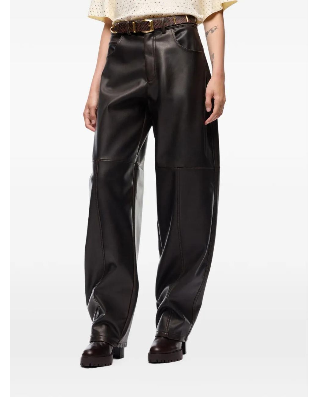 Pinko Brown Barrel-Fit Trousers