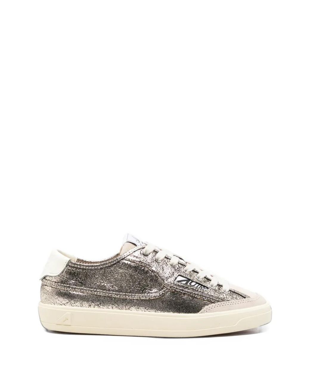 Autry White Windscape Crackle-Effect Leather Sneakers