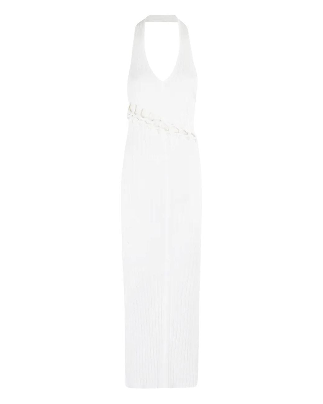 IRO White Ribbed Halterneck Dress