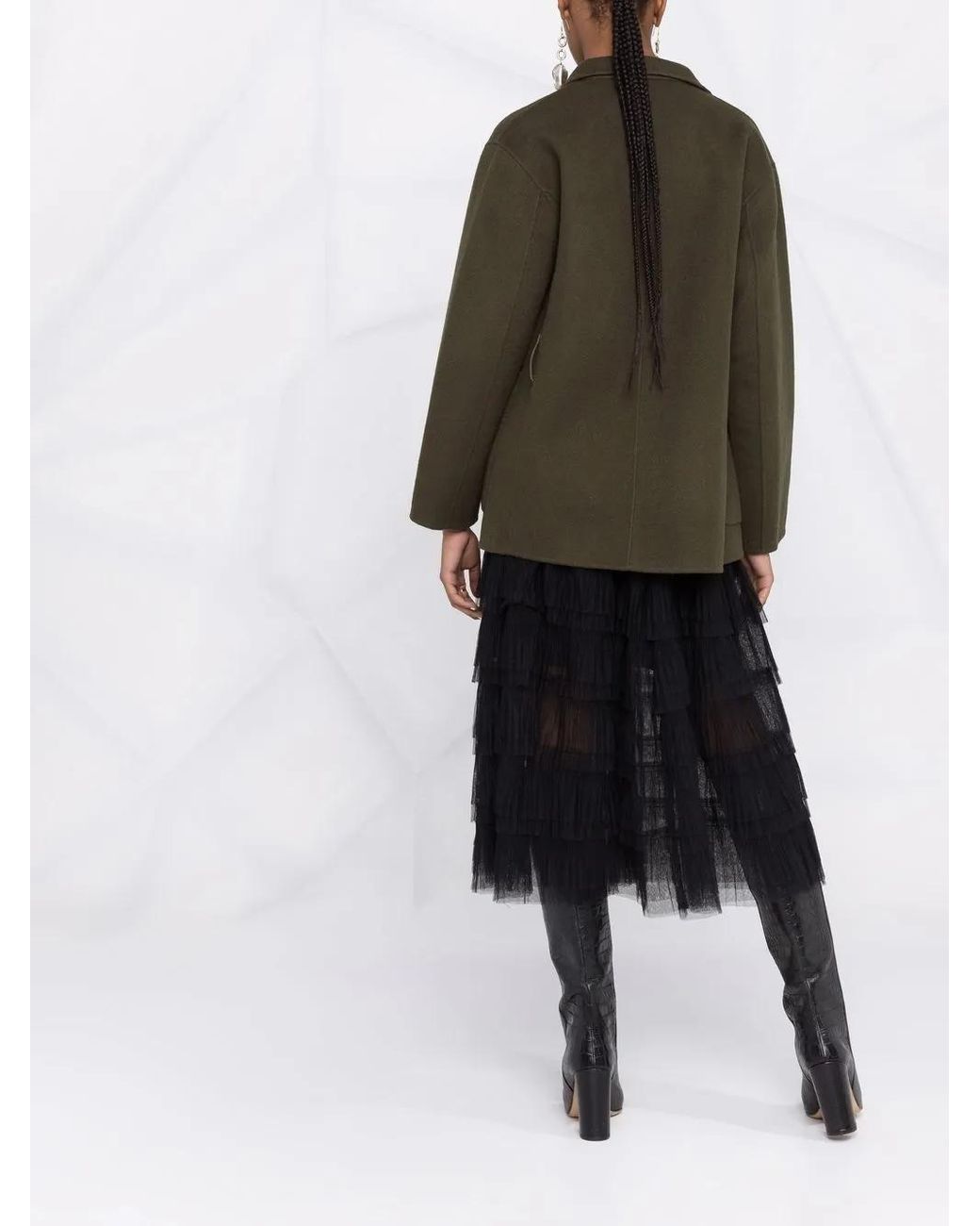 Maje Black Tulle Midi Skirt