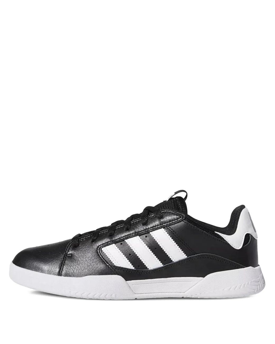 Adidas Black Leather Striped-Detail Sneakers