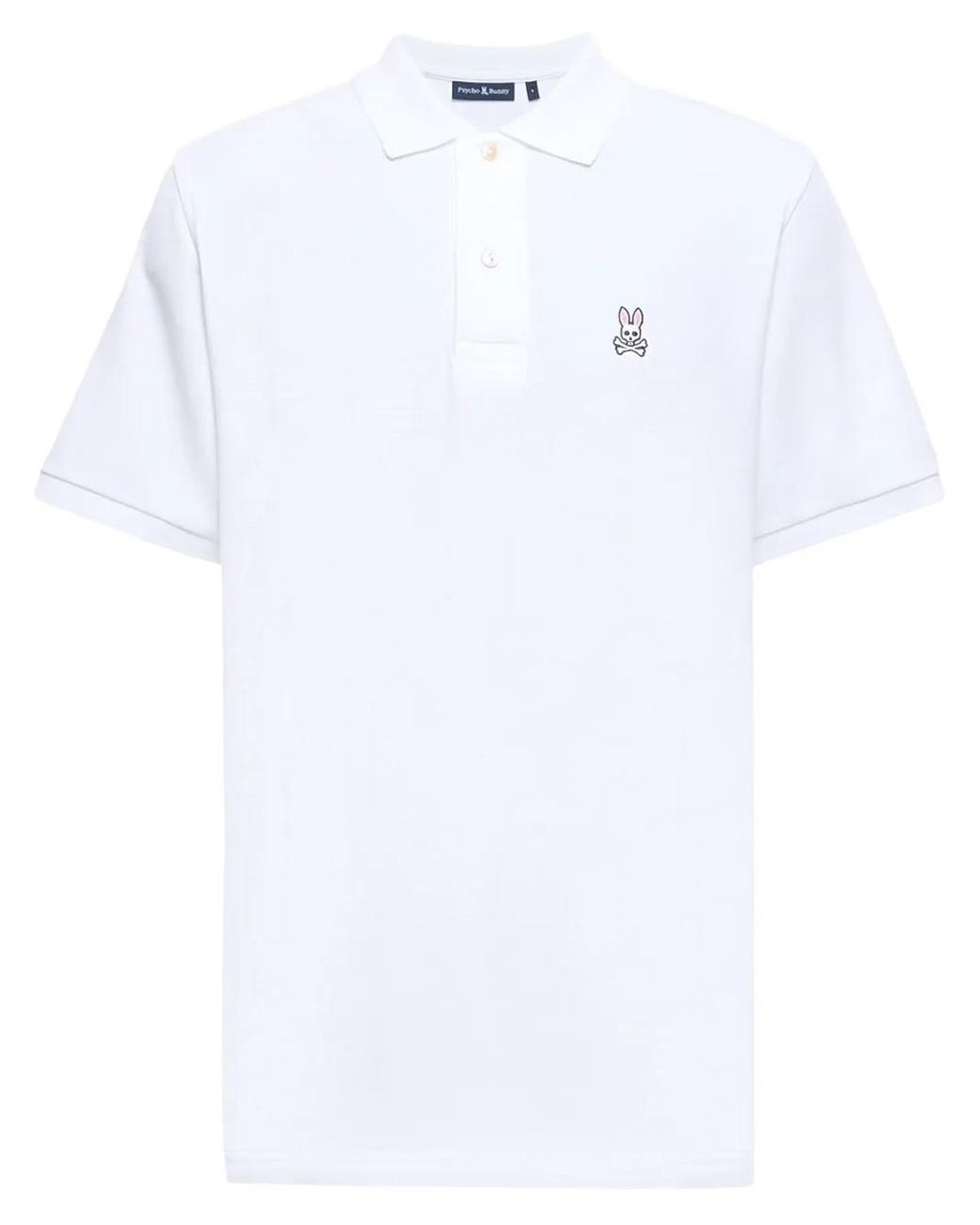 Psycho Bunny White Logo-Embroidered Piqué Polo Shirt for men