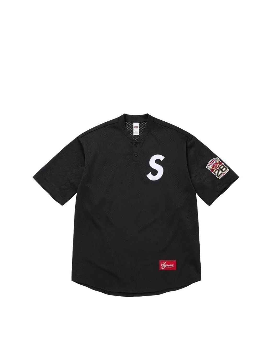 Supreme Black Logo-Patch T-Shirt for men